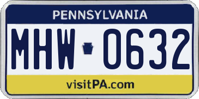 PA license plate MHW0632