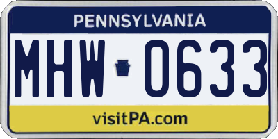 PA license plate MHW0633