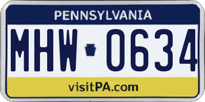 PA license plate MHW0634