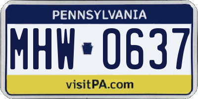 PA license plate MHW0637