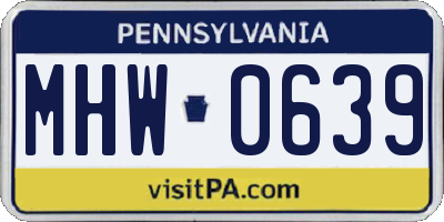 PA license plate MHW0639