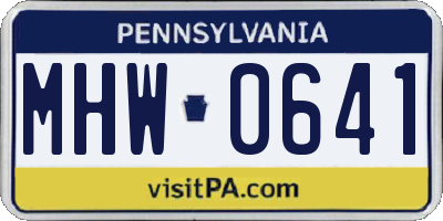 PA license plate MHW0641