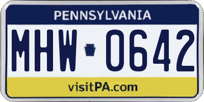 PA license plate MHW0642