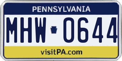PA license plate MHW0644