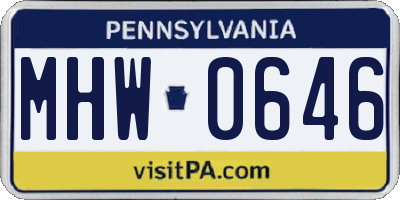 PA license plate MHW0646