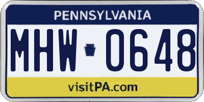 PA license plate MHW0648