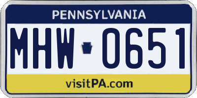 PA license plate MHW0651