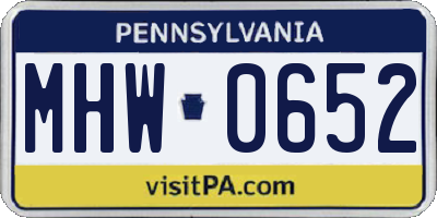 PA license plate MHW0652