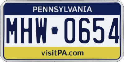 PA license plate MHW0654