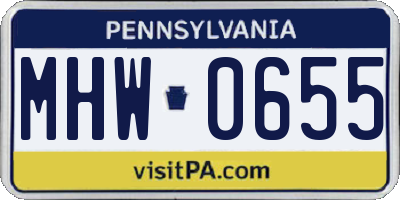 PA license plate MHW0655