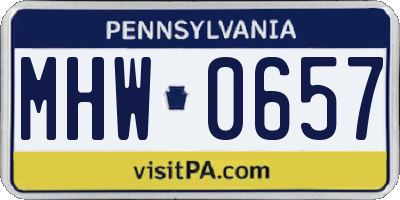 PA license plate MHW0657
