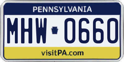 PA license plate MHW0660