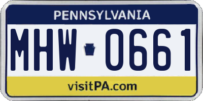 PA license plate MHW0661