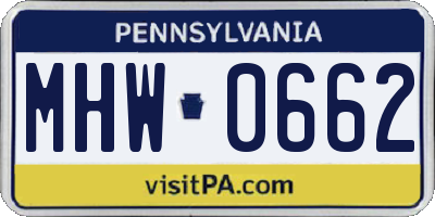 PA license plate MHW0662