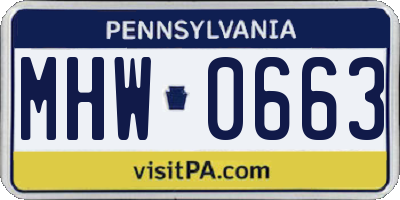 PA license plate MHW0663