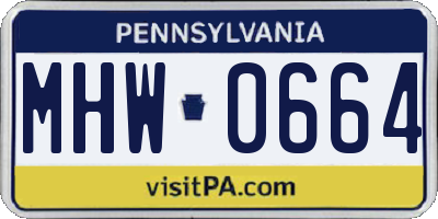 PA license plate MHW0664
