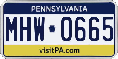 PA license plate MHW0665