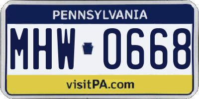 PA license plate MHW0668