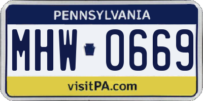 PA license plate MHW0669