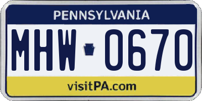 PA license plate MHW0670