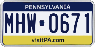 PA license plate MHW0671
