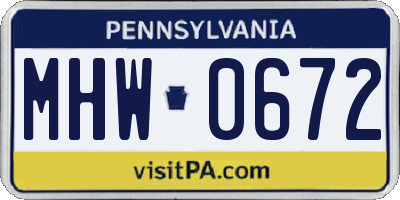 PA license plate MHW0672