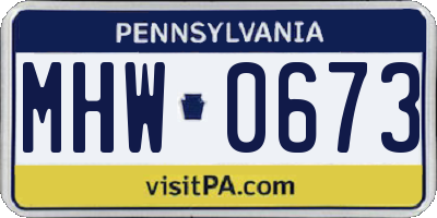 PA license plate MHW0673