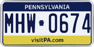 PA license plate MHW0674