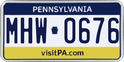 PA license plate MHW0676