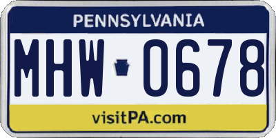 PA license plate MHW0678