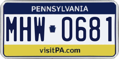 PA license plate MHW0681