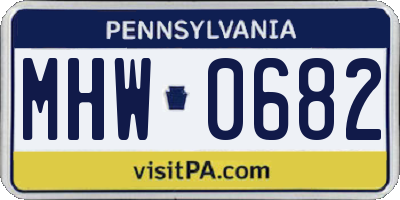 PA license plate MHW0682