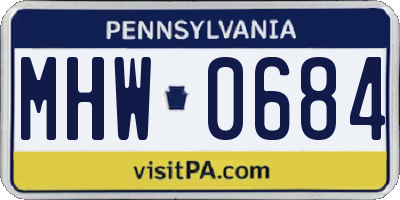 PA license plate MHW0684