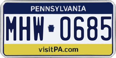 PA license plate MHW0685