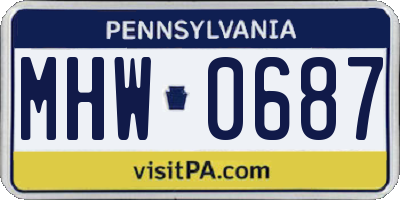 PA license plate MHW0687
