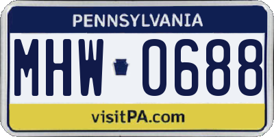 PA license plate MHW0688