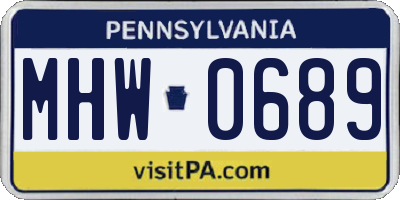 PA license plate MHW0689