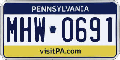 PA license plate MHW0691