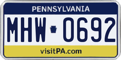 PA license plate MHW0692