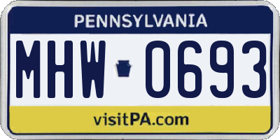 PA license plate MHW0693