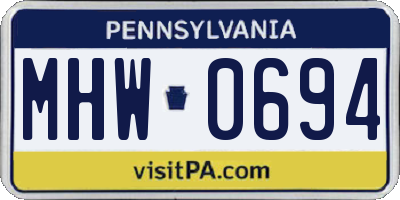 PA license plate MHW0694