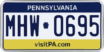 PA license plate MHW0695