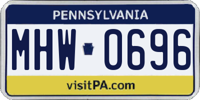 PA license plate MHW0696