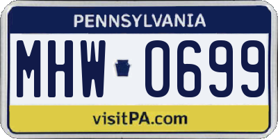 PA license plate MHW0699
