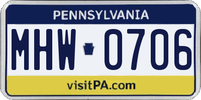 PA license plate MHW0706