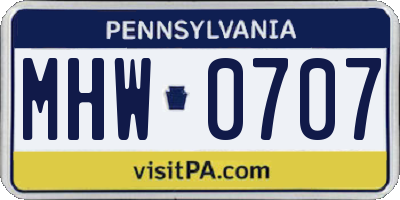 PA license plate MHW0707