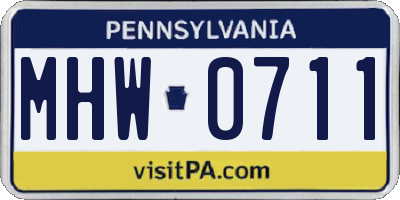 PA license plate MHW0711