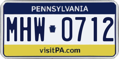 PA license plate MHW0712