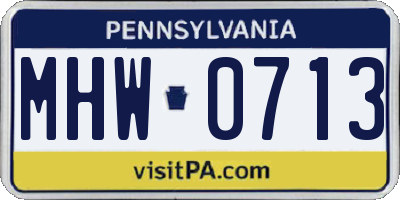 PA license plate MHW0713