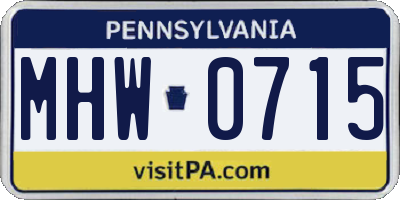 PA license plate MHW0715